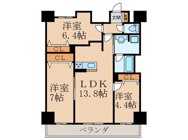 テゾーロ行橋の物件間取画像